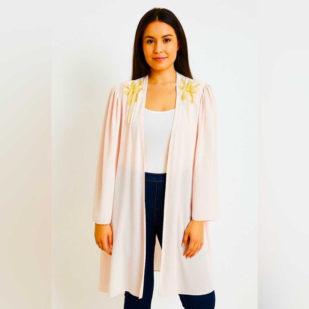 Vintage 80s Patra Sheer Pink Open Robe